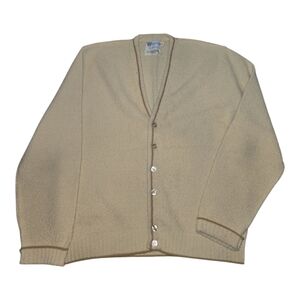 Vintage 1960s Men's Beige Cardigan Sweater Size M